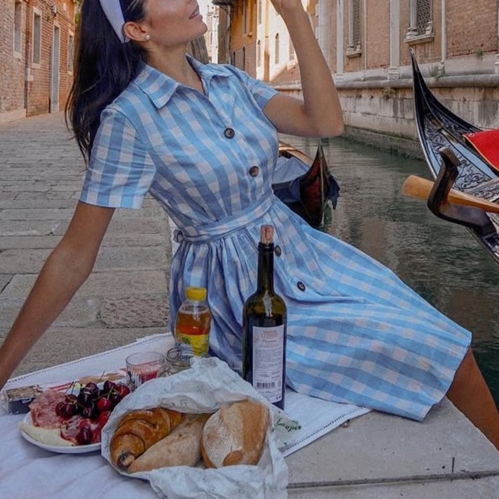 Blue and White Checkered Dress